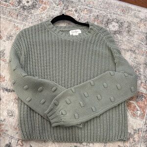 Green Textured Knit Sweater